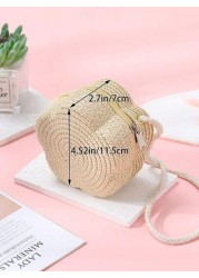 New Handmade Woven Grass Bag Cute Plum Blossom Woven Bag For Small Beach Bag Crossbody Summer Coin Purse Storage Ideal For Vacation
