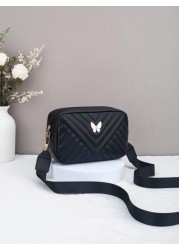Kids Fashion V Shape Embroidered Quilted Small Shoulder Bag Casual Stylish Camera Bag For Girls