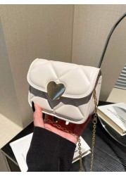 1pc Pu Magnetic Buckle Fashionable And Simple Love Lock Candy Color Diamond Pattern Shoulder Messenger Bag Mini Bag Niche Design Play Comfortable Chain Shoulder Strap Smooth And Versatile Not Picky Su