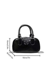 1pc Girls Plain Cute Girl Print PU Handbag Zipper Closure Simple Versatile Girl Crossbody Bag Suitable For Daily Or Festival Use