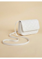 1pc Rhombic Quilted Square Simple Flap Shoulder Messenger Bag Suitable For Daily Party Travel Birthday Gift