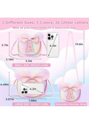 Toddler Purse Little Girl Purses For S 1 2 3 4 5 6 7 8 Year Old Birthday Gifts Cute Bow Purses Crossbody Shoulder Bag Personalized Initial Glitter Letter Coin Purse Christmas Gifts