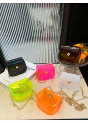 1pc Candy Colored PVC Mini Chain Crossbody Bag For Girls Suitable For Daily Use