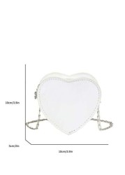 Laser Heart Girls Fashionable Shoulder Bag Chain Strap Crossbody Purse PU Leather Casual Small Bag