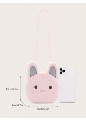 1pc Pink Bunny Mini Cute Crossbody Shoulder Bag For Girls Plush With Zipper Closure Suitable For Daily Use