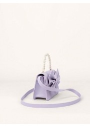 1pc Girls Lovely Mini Dual Fabric Bow Knot Handbag Crossbody Bag For Everyday Outfits