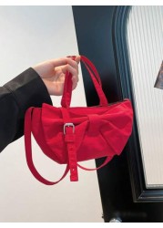 1pc New Cute Girl Niche High End Nylon Shoulder Crossbody Bag And Fashionable New Bag Fresh And Dopamine Color Matching Youthful Girl Style Can Be Cross Body Adjustable Shoulder Strap Casual And Fashi