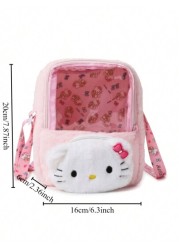 Sanrio Sanrio Hello Kitty Plush Crossbody Bag Exquisite And Versatile Translucent Cute Girly Heart Portable Storage Bag