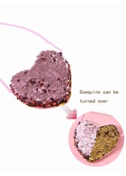 Heart Shaped Glitter Crossbody Bag Children s New Year Gift Purse Mermaid Sequins Reversible Bag For Kids Present
