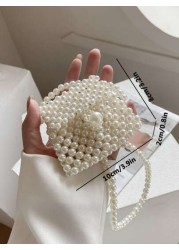 1 Piece Girls Children Pearl Accessories Beaded Flap Closure Cute Princess Fashion Mini Children s Shoulder Bag Suitable For Spring And Summer Matching Clothes Or Daily Use