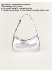1pc Mirror Silver Handbag Patent Leather Reflective Clutch Shoulder Bag