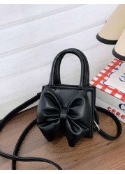 1pc Mini Pu Magnet Closure Fashion Sweet Western Bow Handbag Niche Design Out To Play Shoulder Messenger Bag Korean Highly Attractive Bag Adjustable Shoulder Strap Suitable For Going Out School Commut