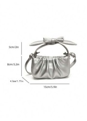 New Fashion Mini Cloud Shape Bow Decor Handbag Super Small Square Crossbody Bag Lipstick Pouch Evening Party Bag