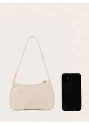 1pc Simple And Stylish Solid Color PU Shoulder Bag