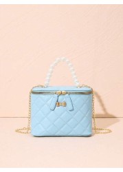 Faux Pearl Handbag Quilted Embroidered Shoulder Bag Crossbody Bag Butterfly Hardware Decor Coin Purse Suitable For Daily Use Party Gift Giving In Small Large Sizes