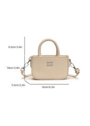 1pc Simple Fashionable Girls Handbag Solid Color PU Leather Letter Shoulder Crossbody Bag