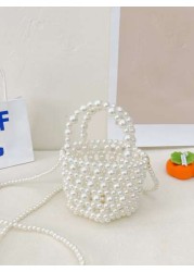 Girls Faux Pearl Beaded Satchel Bag