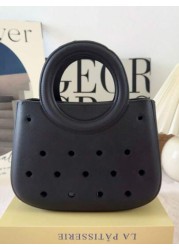 1pc EVA Solid Color DIY Hollow Out Tote Bag Waterproof Storage Basket Beach Bag Fashion Handbag