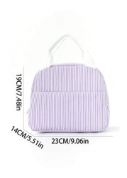 1pc Cute Solid Color Large Capacity Multifunctional Corduroy Portable Children s Lunch Bag Lunch Box Bag Storage Bag Handheld Insulated Lunch Bag Suitable For Girls Boys School Carrying Lunch Outdoor