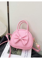 1pc Pu Zipper Fashion Sweet Bow Princess Style Candy Color Handbag Korean French Exquisite Aesthetic Niche Design Adjustable Shoulder Strap Shoulder Messenger Bag Versatile Casual Highly Attractive Ba