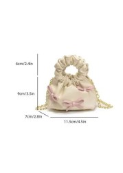 New Fashion Cloud Bag Mini Princess Bow Handbag Totes Crossbody Accessory Pouch Bow Decor Evening Bag