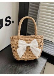 The New Mini Woven Bow Handbag With A Minimum Of 1 Piece Is Stylish And Avant Garde With Ample Capacity And Comfortable Touch It Has Strong Practicality And Is Suitable For Both Boy And Girl To Use Fo