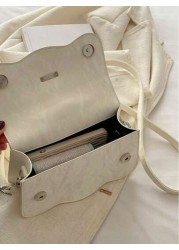 Fashionable Pearl Handbag Shoulder Bag Solid Color Design 2025 New Chic Fresh Butterfly Texture Small Square Bag