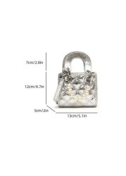New Embroidered Pearl Chain Handbag Shoulder Bag Phone Mini Square Purse
