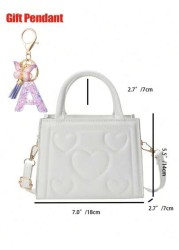 1pc Vintage Heart Quilted Handbag Casual Shoulder Crossbody Bag For Daily Use 1pc Purple Gift Pendant