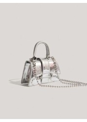 1pc Solid Color PU Leather Girl Crossbody Bag Metallic Chain Strap Mini Square Bag Casual Versatile Small Purse Suitable For Girls Students School Outdoor Shopping Outfit