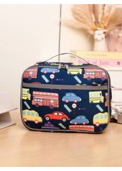 1 New Nylon Material Boy And Girl Cute Cartoon Pattern Lunch Bag Large Capacity Zipper Closure Fashionable And Casual Suitable For Daily Outings Travel And School