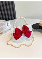 Cute Bow Mini Handbag Women Accessory Small Bag Versatile Lipstick Case Casual One Shoulder Crossbody Bag Fashionable Bow Purse For Women