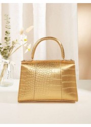 1pc Gold Color Metal Decor Wristlet Suitable For Handbag Crossbody Shoulder Bag Everyday And Party Use Ideal Gift Choice