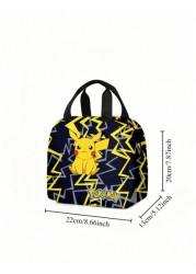 pokemon 3D Printed Pet Cartoon Large Capacity Portable Lunch Bag With Work Insulation Belt And Children s Meal Bag