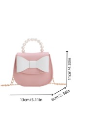 1pc New Fashion Pearl Handbag With Strap Butterfly Decor Mini Cross Body Bag