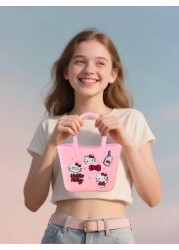 Sanrio Hello Kitty Cute Cartoon Colorful Perforated DIY Silicone Handbag Student Storage Bag School Bag Beach Bag For Children