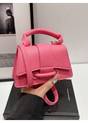 1pc Pu Magnetic Buckle Fashion Solid Color Lychee Pattern Handbag Niche Design Stylish Shoulder Crossbody Bag Suitable For Various Occasions Adjustable Shoulder Strap Is Versatile And Not Fussy Suitab