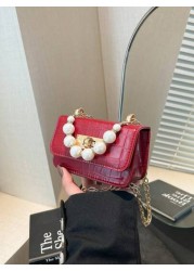 1pc Crocodile Pattern Jelly Bag Children s Handbag Coin Purse Pearl Crossbody Small Bag Exquisite And Fashionable Pearl Handbag Small Square Bag Suitable For Girls To Go Shopping Daily Use Attend Part