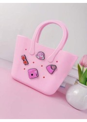 1pc Children s New Solid Color Letter Detachable Silicone DIY Handbag