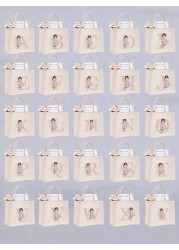 1pc Pink Ballerina Print Handbag Multi Functional Lightweight Daily Travel Holiday Outdoor Shopping Tote Bag Classic Minimalist Solid Color Cute Cartoon Gift For Daughter Fashionable Small Casual Bag