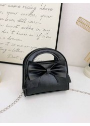 1pc Fashionable Popular Chain Bag Handbag Bow Shoulder Bag Cute Crossbody Bag With Cute Sweet Bow Decoration Handbag Pu Material Magnetic Buckle Opening And Closing Suitable For Shopping Attending Par