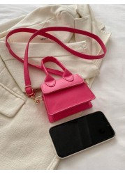 1pc Solid Color PU Flap Closure Mini Handbag Fashionable Retro Tote Shoulder Crossbody Square Bag Suitable For Daily Use