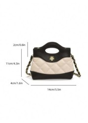 New Quilted Mini Handbag Contrast Color Small Crossbody Bag Lipstick Clutch Evening Mini Bag