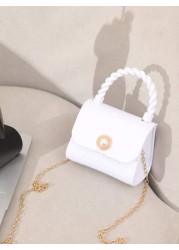Pearl Decor Handbag Animal Print Shoulder Crossbody Lip Gloss Bag For Coins Keys