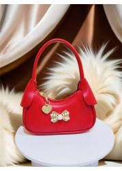 Rhinestone Pearl Bow Decor Girls Handbag New Autumn Winter Fashion Kid s Mini Bag Princess Style Coin Purse Cute Tote Bag Christmas Gift Birthday Present Candy Bag Lipstick Case Accessory Pouch Snack