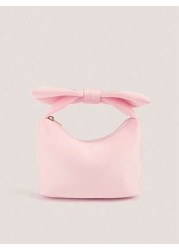 1pc Feminine Bow Decor Cloud Shape Tote Bag Small Handbag With Wrist Strap Soft Minimal Design Versatile