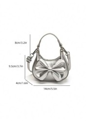 New Bowknot Mini Semi Circle Handbag Fashion Crossbody Bag Bowknot Super Small Lipstick Pouch Bowknot Coin Purse