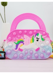 Heart Shaped Tote Bag Silicone Crossbody Bag Unicorn Wallet Stress Relief Waterproof Durable Storage Pouch