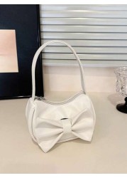 1pc Sweet Pu Bow Handbag Shoulder Bag Underarm Casual Fashion Solid Color Small To Meet Basic Storage Needs A Variety Of Colors Available Exquisite Versatile Can Match Any Style Suitable For Daily Tra
