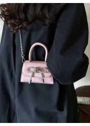 1pc Children s Solid Color Pu Handbag With Bowknot Detail Simple And Fashionable Can Be Used As Handbag Or Crossbody Bag